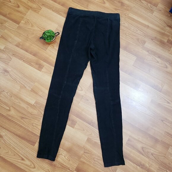 Vince Genuine Suede Leather Leggings Stretch Black Pants Sz Medium M - Picture 4 of 9